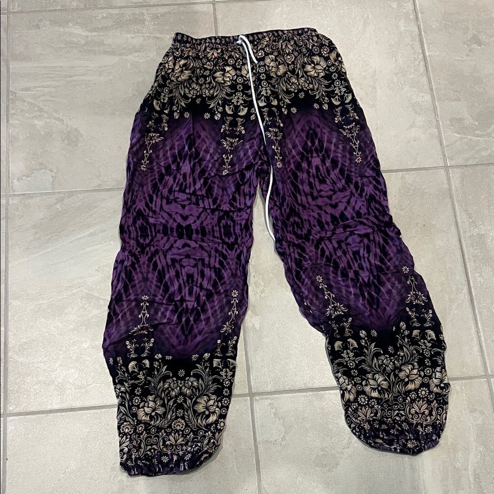 Purple and Black Patterned Pants